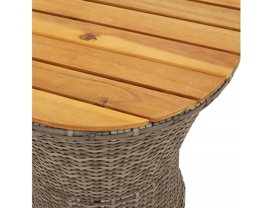 VIDAXL - Table d'appoint de jardin forme tambour gris rotin bois mass...