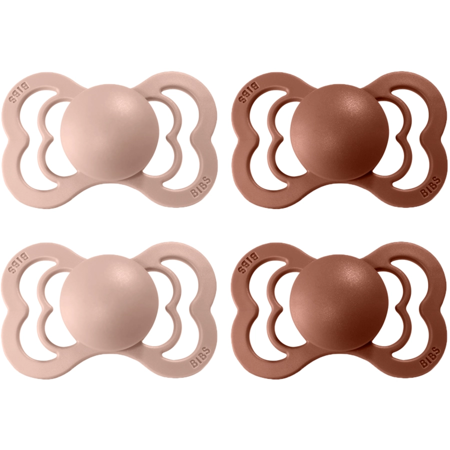 BIBS® Schnuller Supreme Blush  Woodchuck Latex 6-36 Monate, 4 Stk.