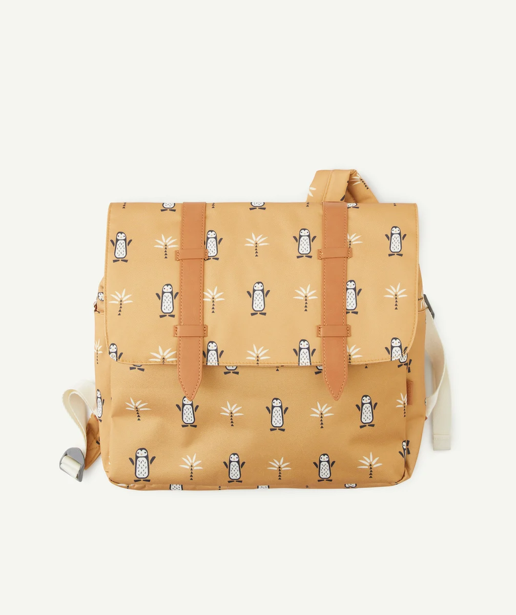 FRESKCARTABLE MOUTARDE AVEC IMPRIMÉ PINGOUIN EN PLASTIQUE RECYCLÉ
