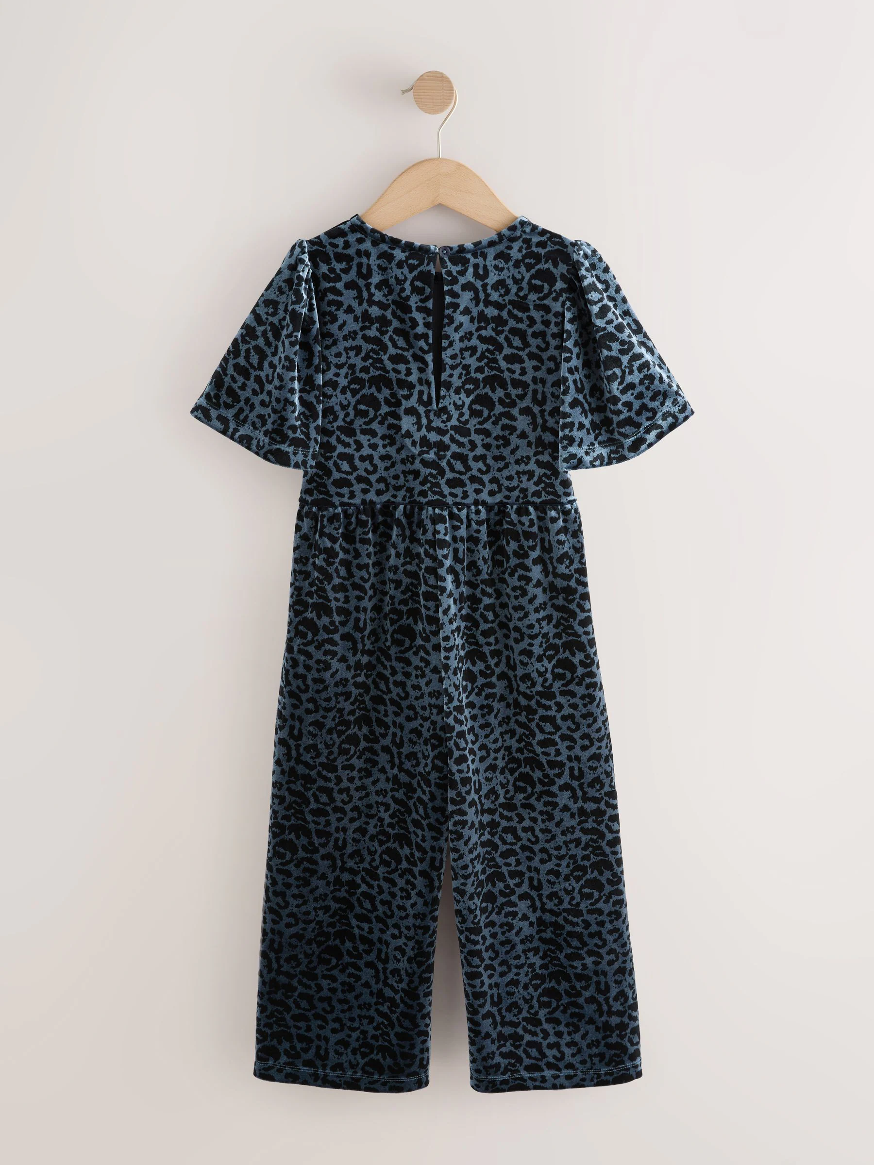 Blauwgroen dierenprint - Velours jumpsuit (3-16jr)
