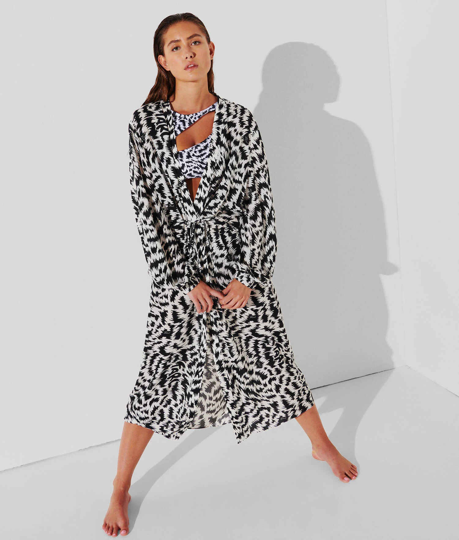 KIMONO DE PLAGE À IMPRIMÉ ANIMALIER