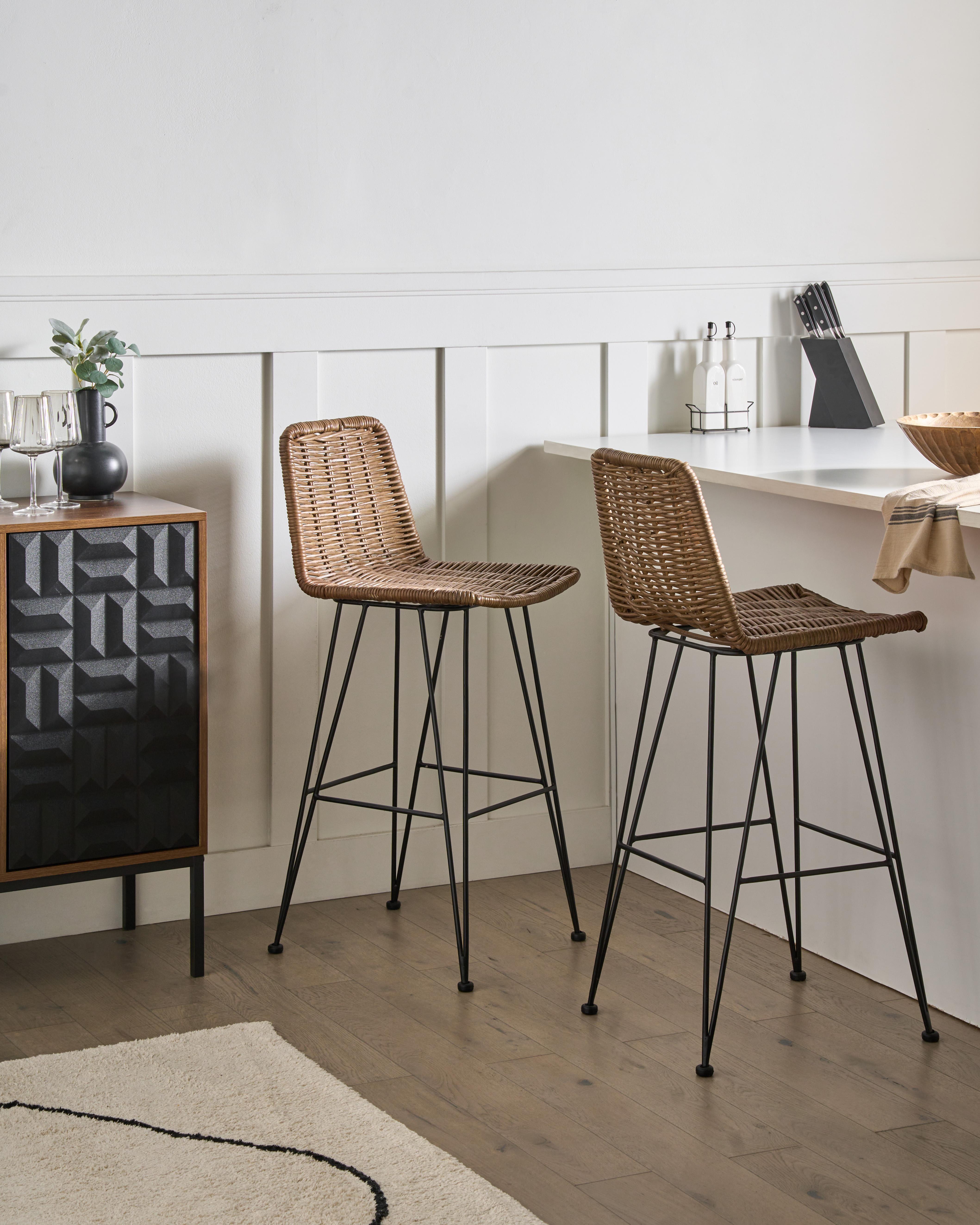 Set van 2 barstoelen CASSITA Rotan Bruin