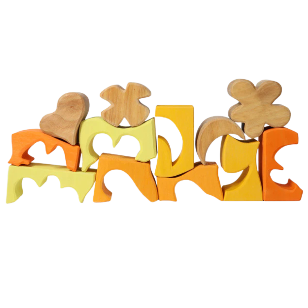 grimm's bouwblokken set - geel - 13st