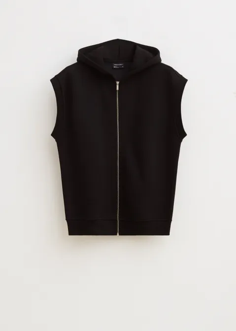 Hoodie zonder mouwen zwart (ZWART)
