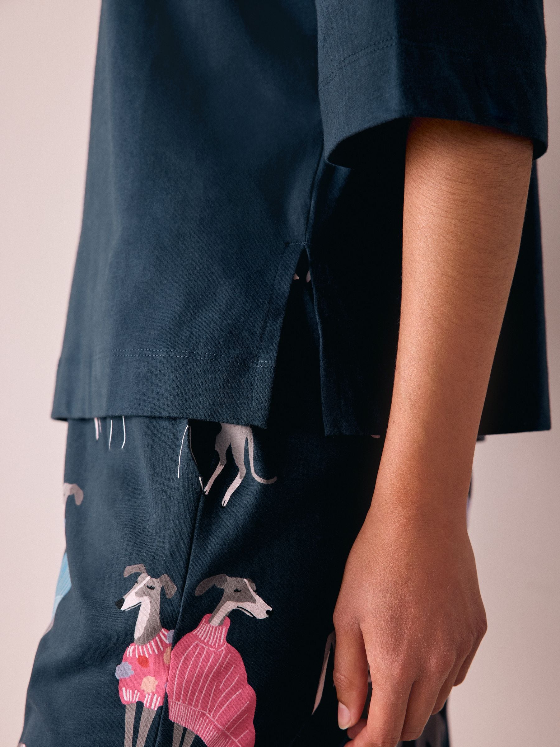 Navy Whippet - Tricot pyjama met korte mouwen