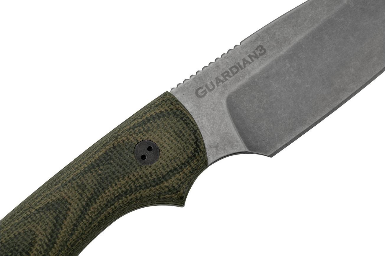 Bradford Knives Guardian 3, 3S-109-MC, 3D Camo Micarta, CPM-Magnacut, Sabre Grind, Stonewash Finish, vaststaand mes