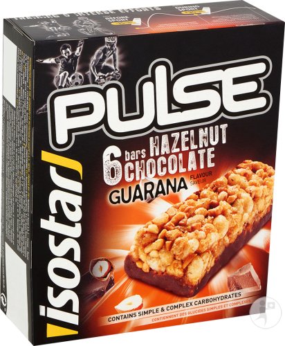 Isostar Pulse Sport Barres Saveur Guarana-Chocolat-Noisette 6x23g