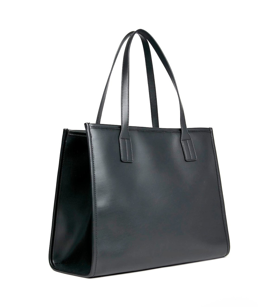 Bolsa Tommy Hilfiger City Monogram Tote na cor preta.