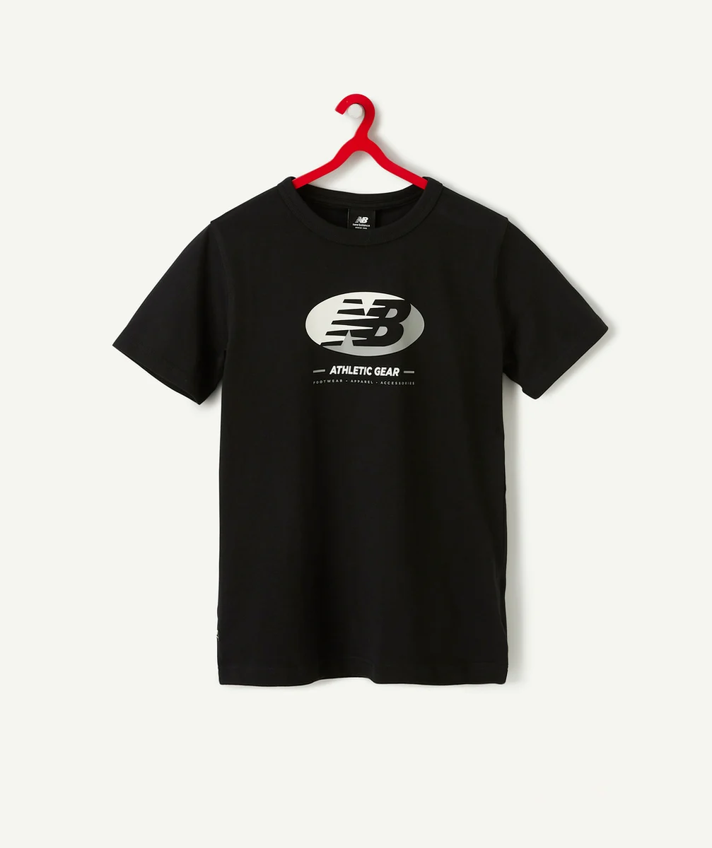 NEW BALANCET-SHIRT NOIR GARÇON ESSENTIALS STACKED LOGO GRAPHIC