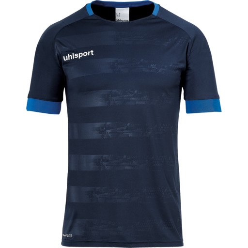 Camisa de manga curta da Divisão II Azul Marinho/Azul Uhlsport