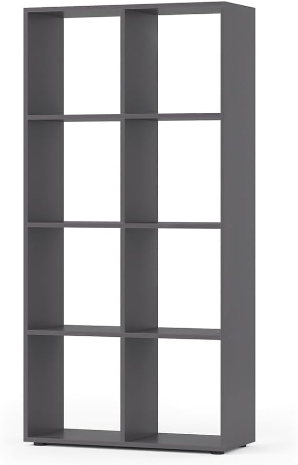 Vicco Raumteiler Scutum, stehendes Bücherregal, Grau, 72 x 143 cm