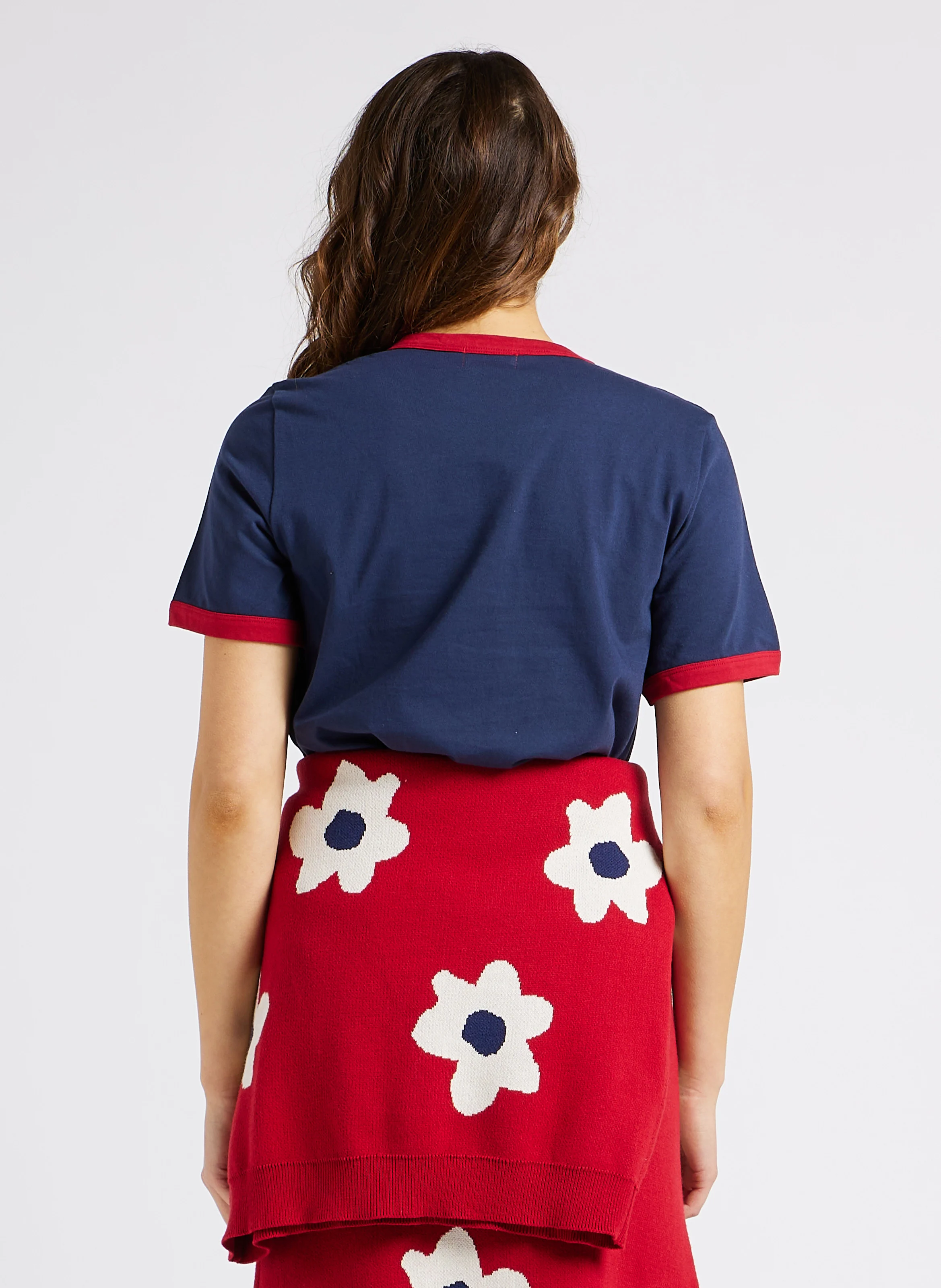Tee-shirt col rond imprimé en coton bio| Bleu