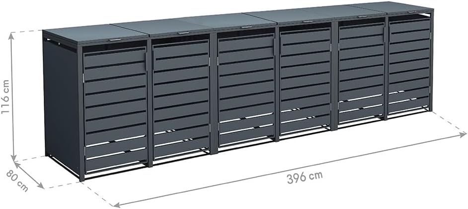 Westmann Metall Mülltonnenbox Kubus 6x240 L Anthrazit Mülltonnen Verkleidung mit Gasdruckfedern Pulverbeschichteter Stahl Wetterfest & langlebig Klappdeckel & Flügeltüren