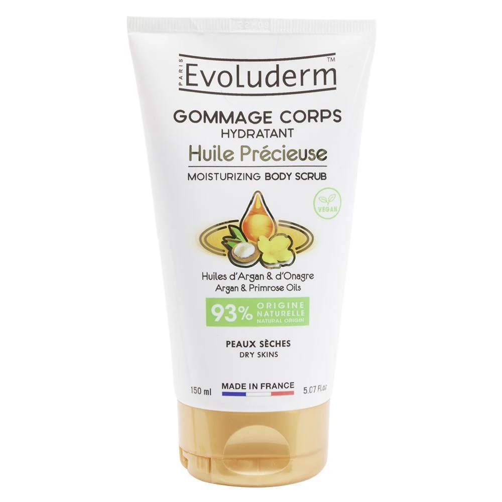 Gommage corps hydratant Evoluderm huile précieuse Argan Onagre 150ml