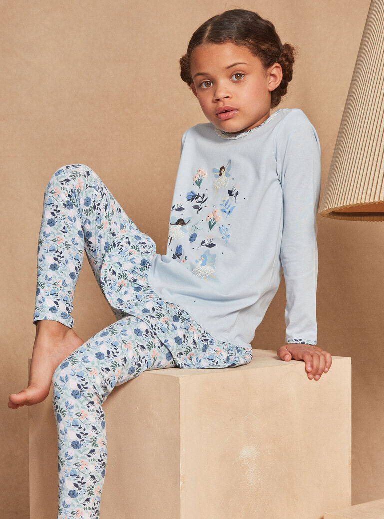 Chemise de nuit et legging bleu