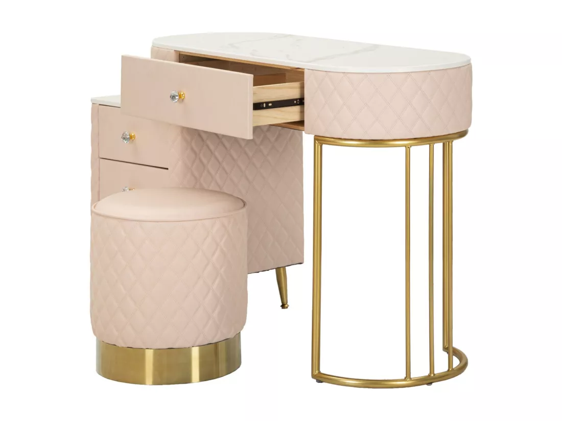 Coiffeuse en simili cuir avec pouf 120x40x76 cm