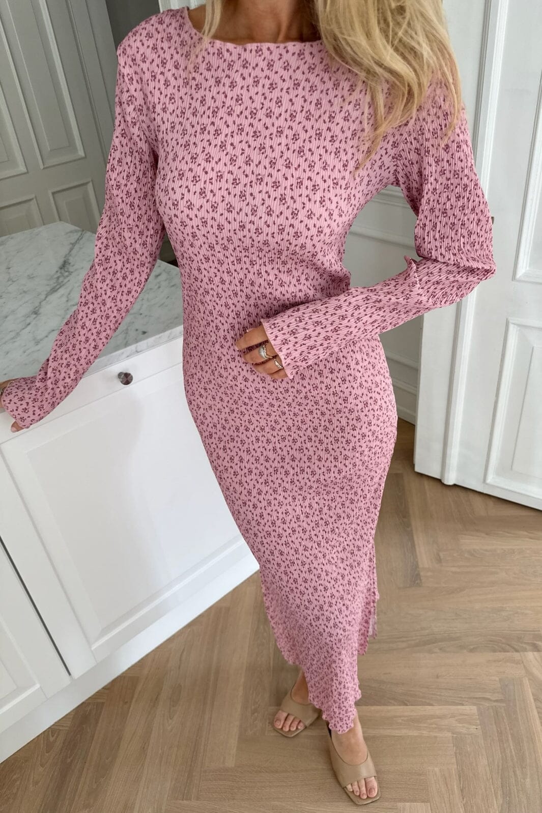 BYIC Odaic Dress pfsp pink flower stem print