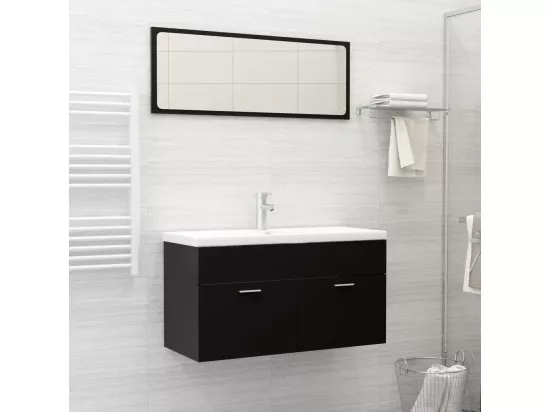 Ensemble de meubles de salle de bain 2 pcs Noir 11