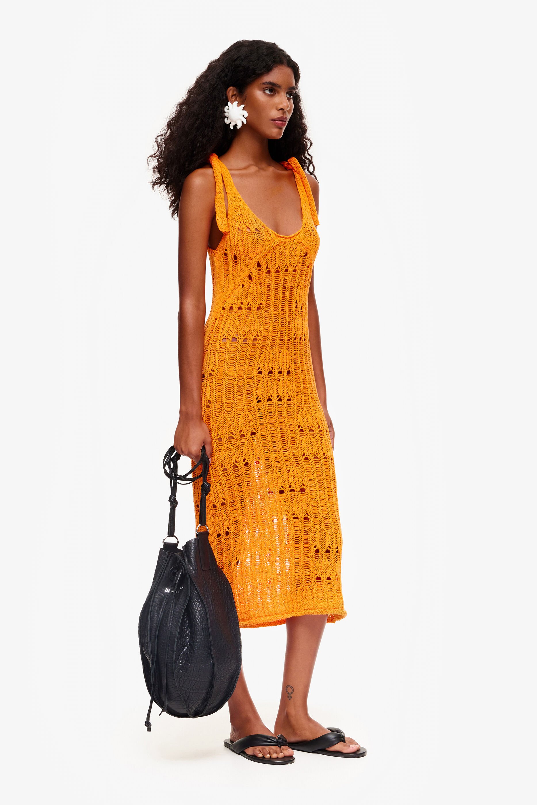 Vestido de crochê laranja