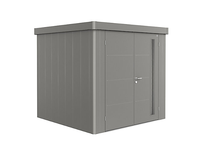 Abri de jardin double porte Biohort Neo 2B en métal coloris gris quartz métallique ép.0,53 mm surface extérieure 4,8 m²