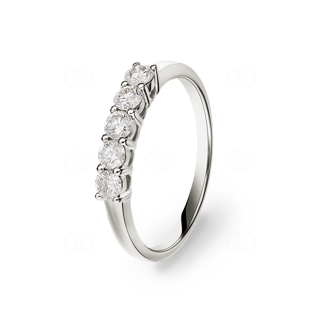 0.49 Karat Five Stone Diamantring 750/18 K Weissgold