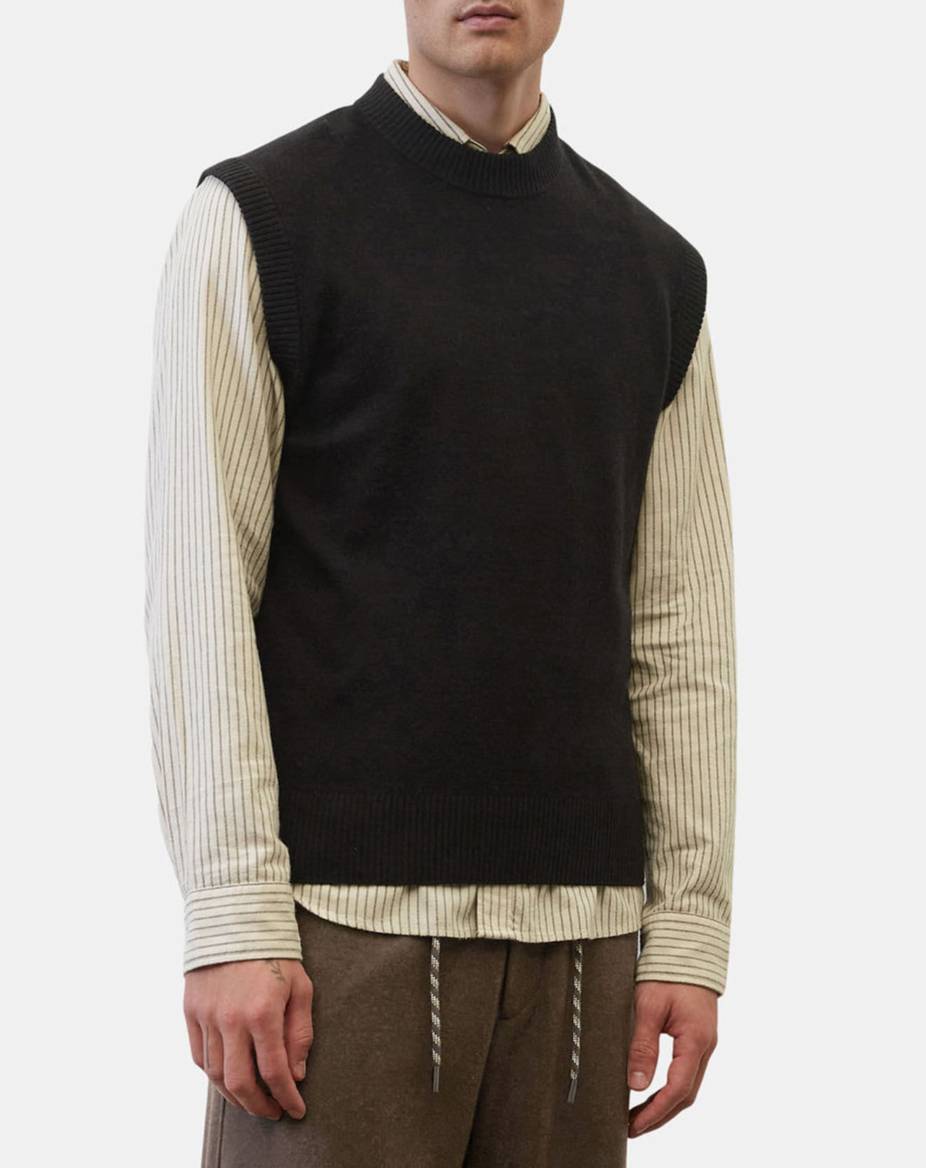 Marc O'Polo Pull sans manches en Laine & Coton noir