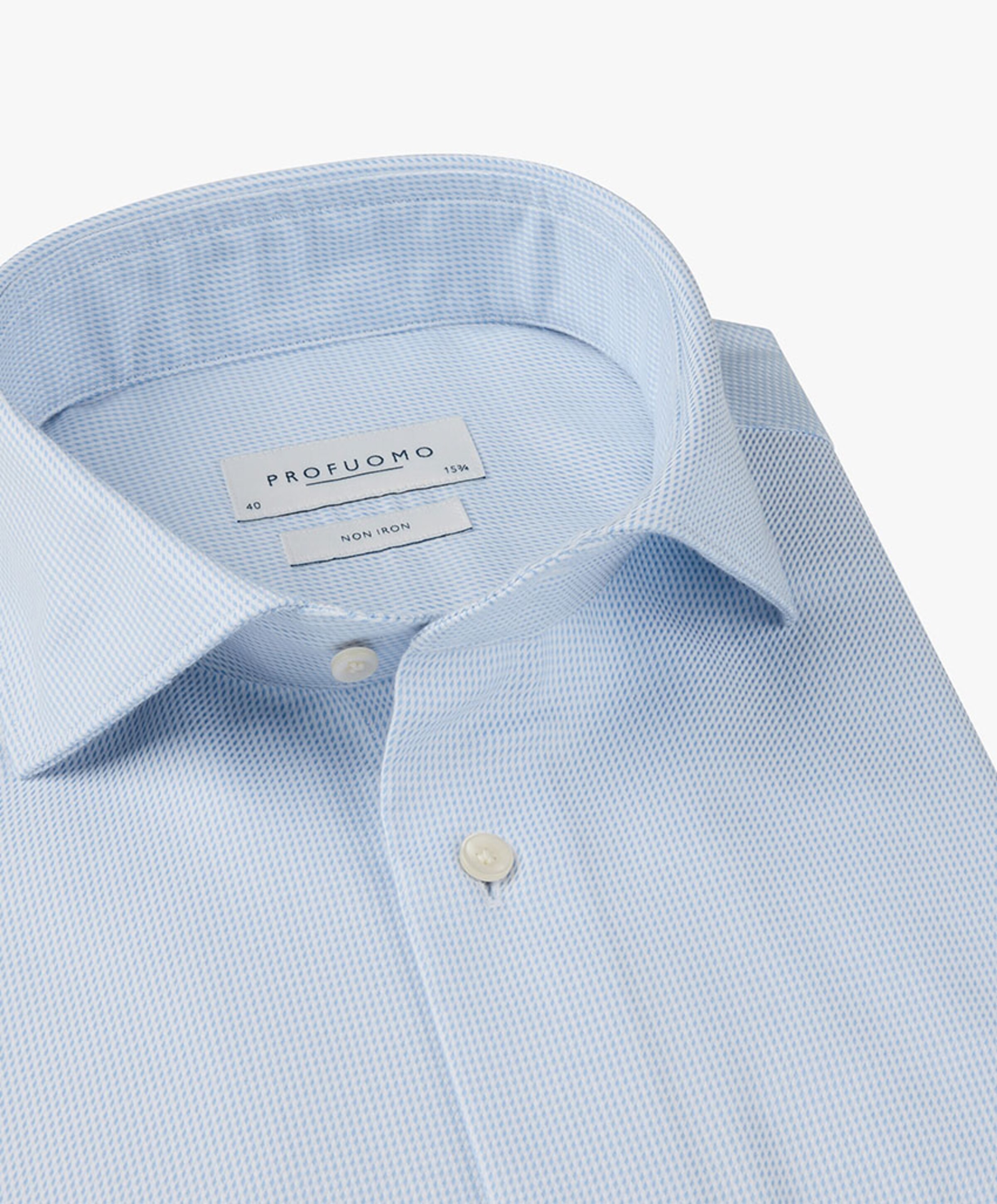 Profuomo Heren overhemd lange mouw blauw