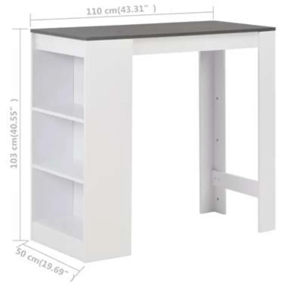 vidaXL - Bartafel - Wit - Bewerkt hout