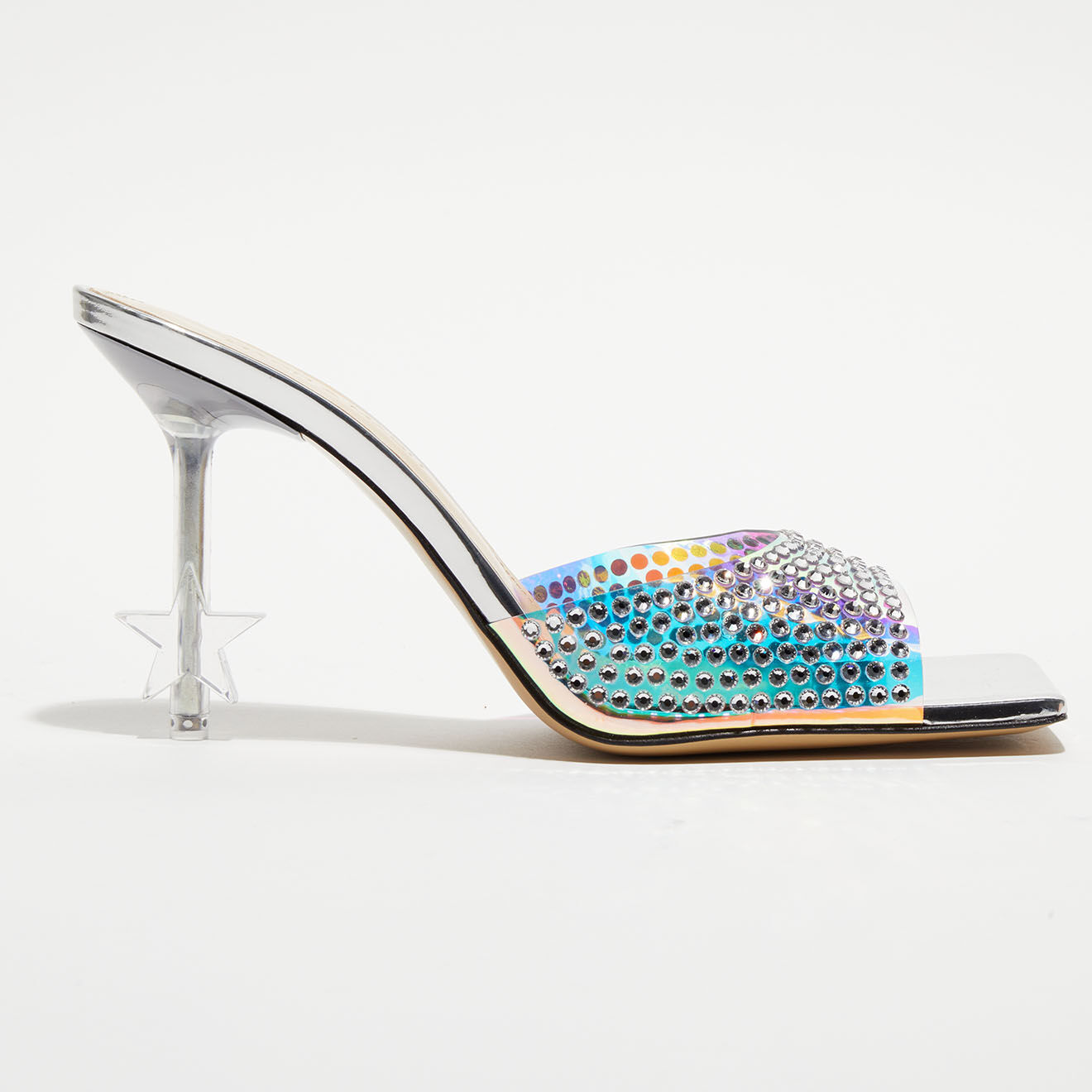 Mach & Mach Mules à Strass argentées - Talon 9 cm