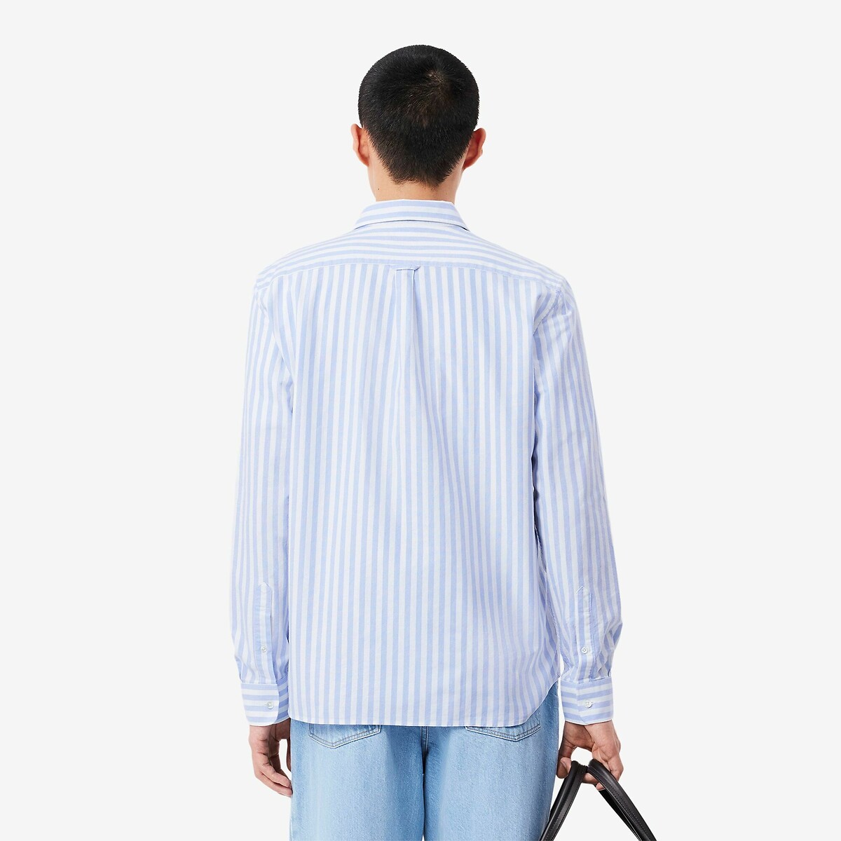 LACOSTE<br>Camisa de corte regular, tecido Oxford listrado