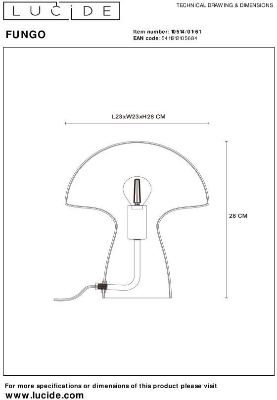 Lucide   Fungo Tafellamp