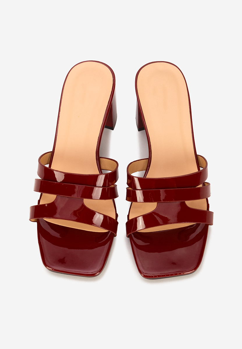 Mules à talon épais bordeaux Genoveva