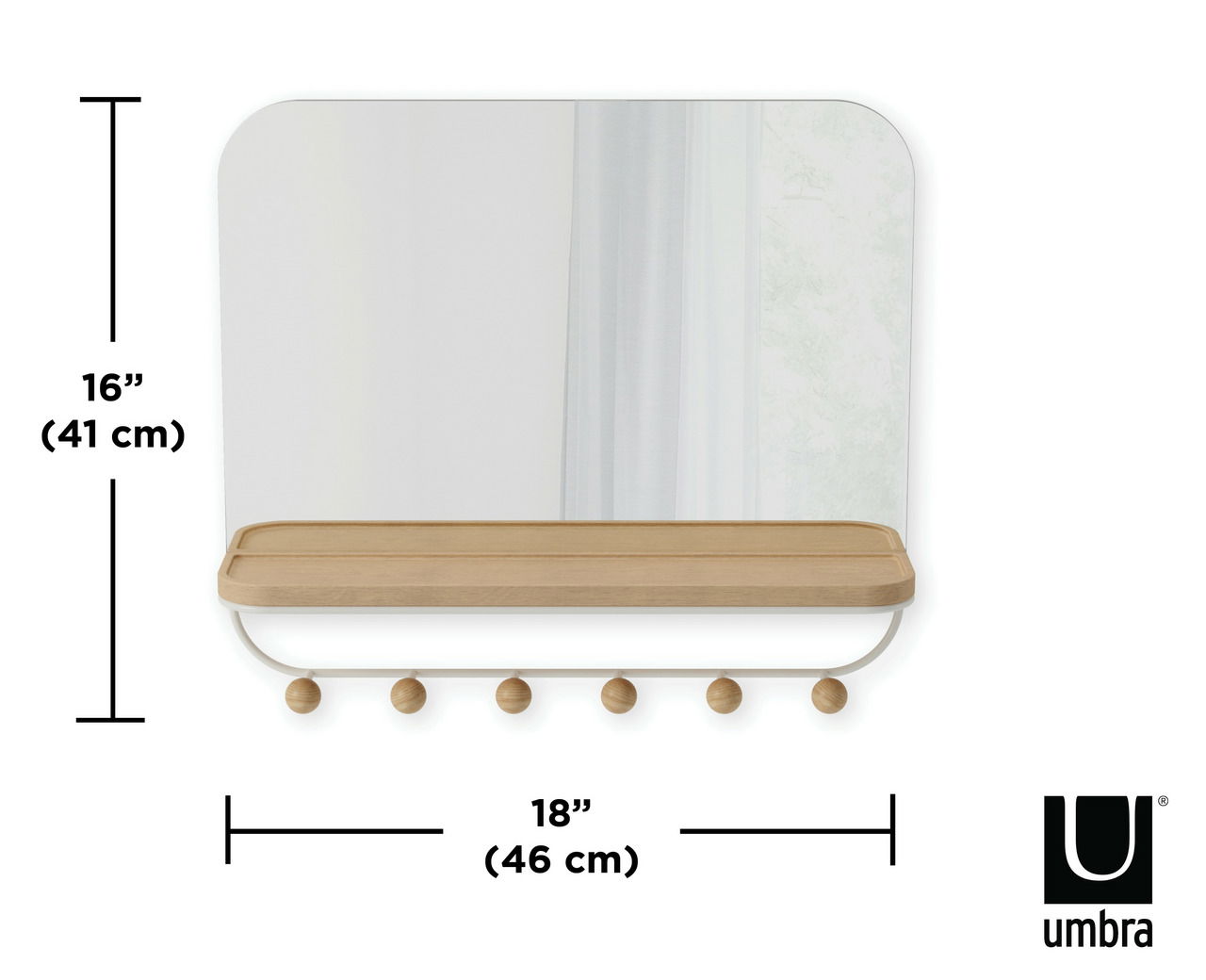 Umbra Spiegel mit Hakenleiste ESTIQUE