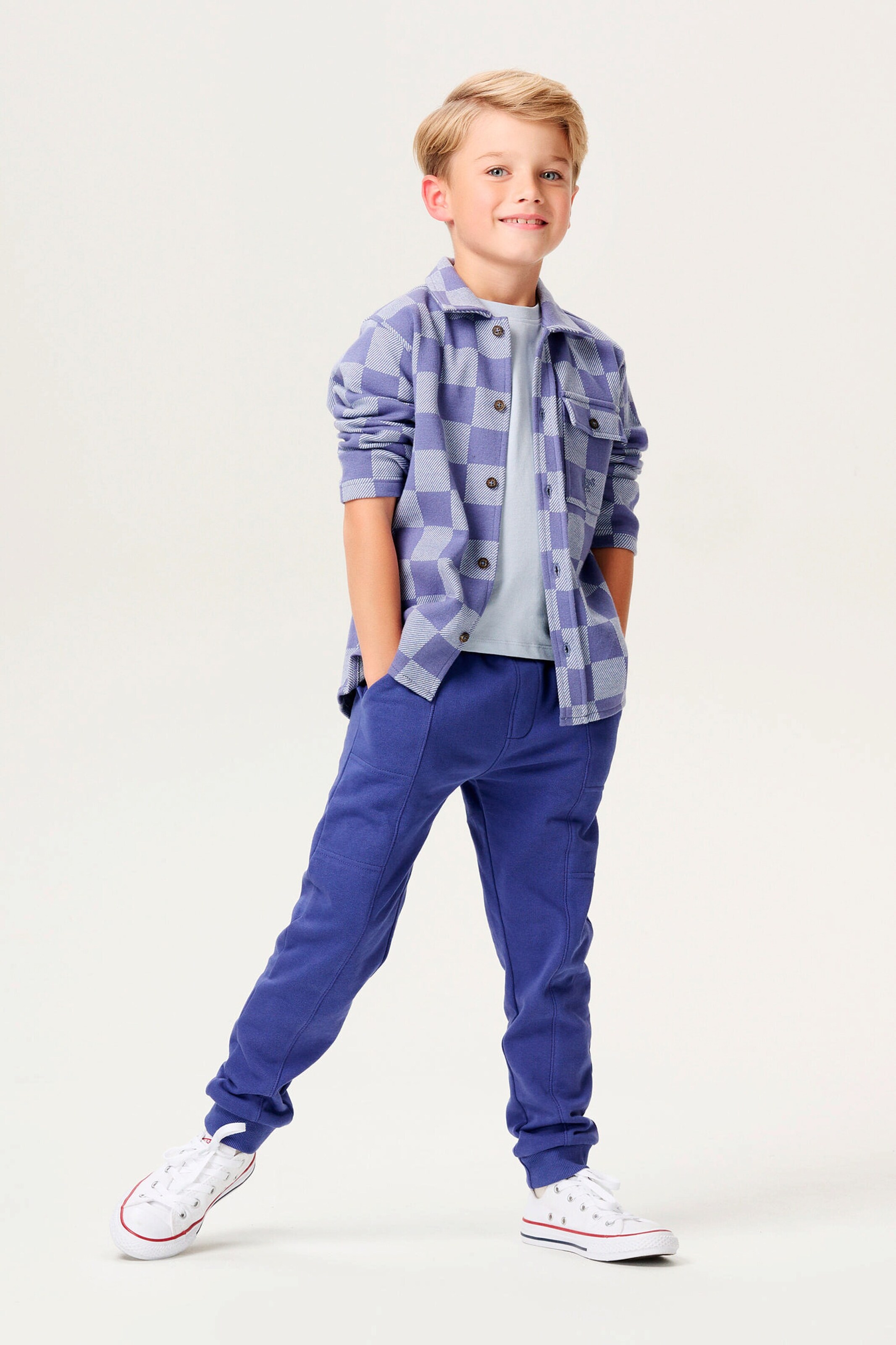 NOPPIES KIDS Langarmshirt Lynnwood Check pattern Medium blue