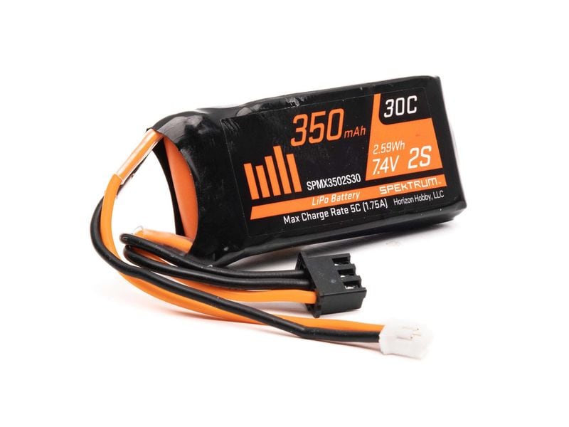 Spektrum RC-Akku Lipo 350 mAh 7.4 V 30C 2S LiPo Akku mit JST-PH 2.0 Stecker für SCX24