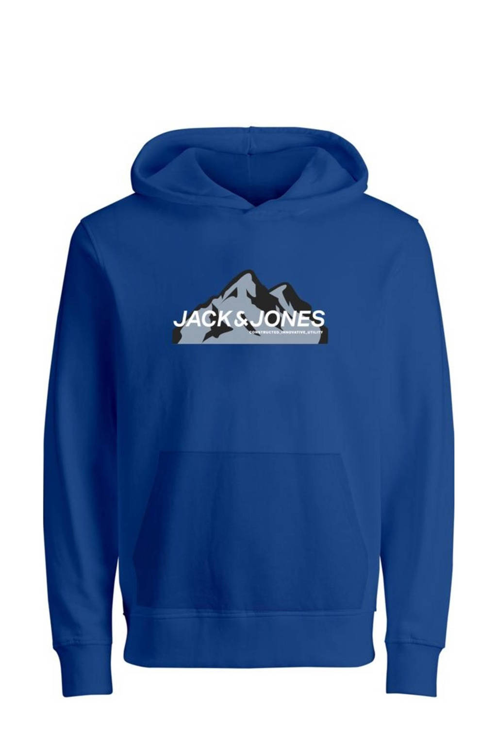 JACK & JONES hoodie JCOMOUNTAIN met printopdruk hardblauw