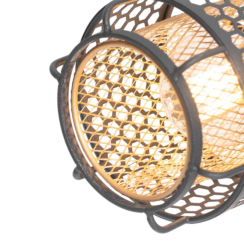 Design plafondlamp zwart met goud 3-lichts - Noud