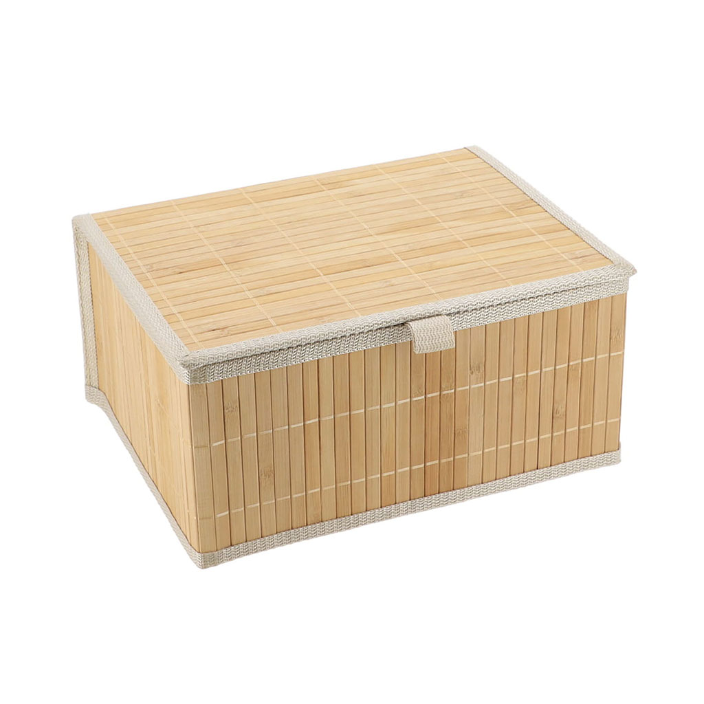 Panier de rangement à rabat bambou 30x15x24cm