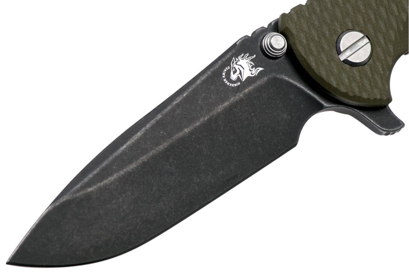 Rick Hinderer XM18 3,5” Spearpoint CPM 20CV Blackwash, Battle Black, OD-Green G10, zakmes