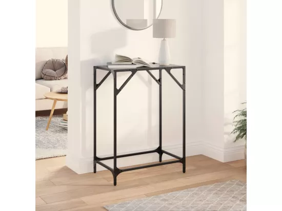 Table console avec dessus en verre noir 60x35x81 cm acier