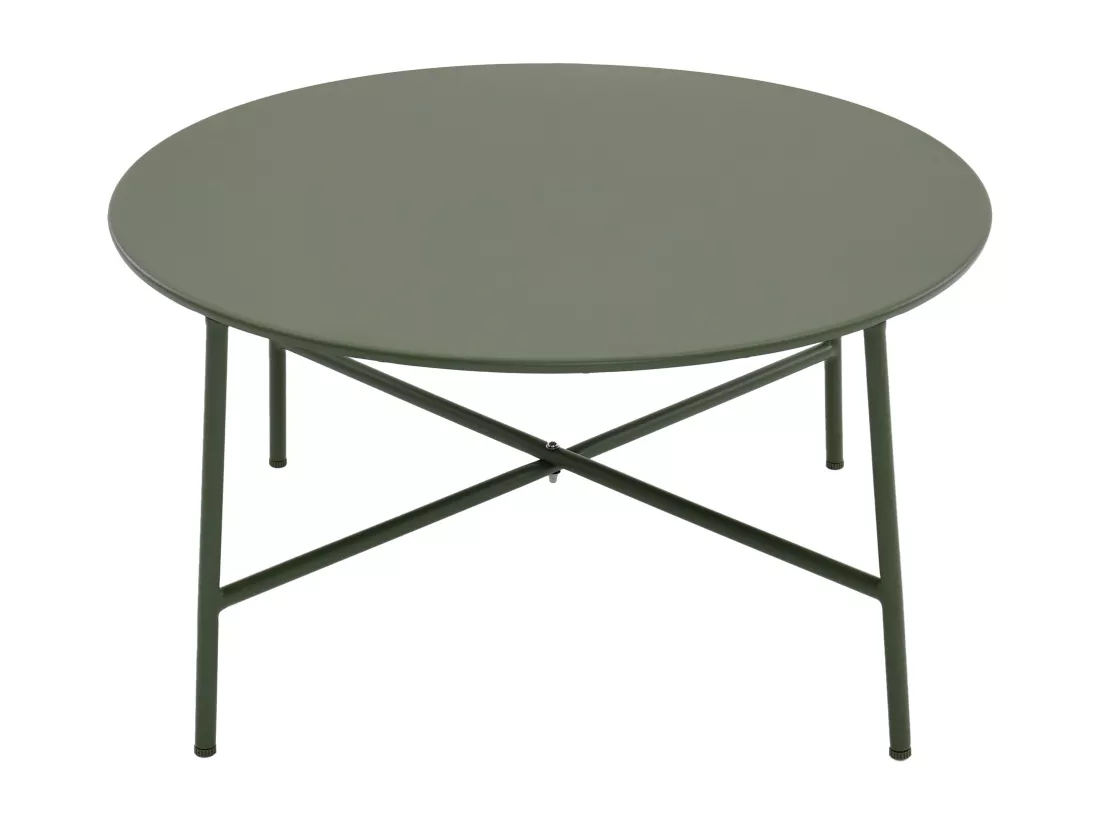 Salon de jardin modulable en acier : un canapé d'angle 5 places et tables basses gigognes - Kaki - ULAME de MYLIA