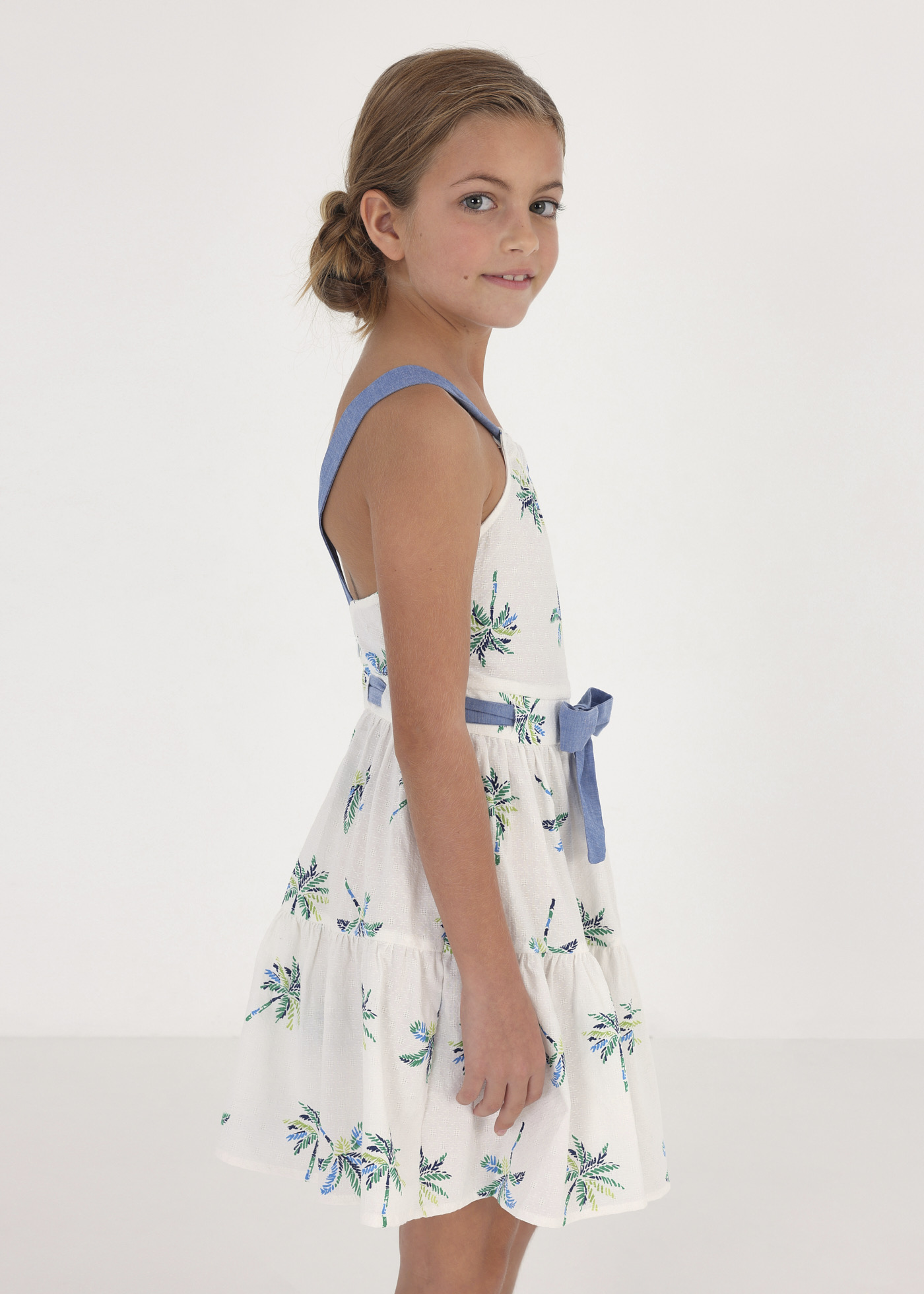 Vestido de algodão estampado para meninas