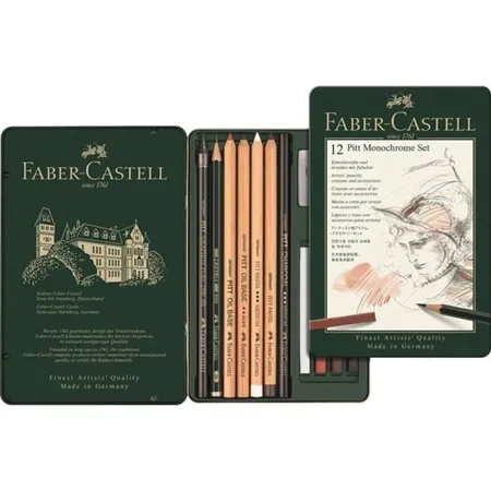Faber-Castell Set PITT Monochrome klein Metalletui, 12 Teile
