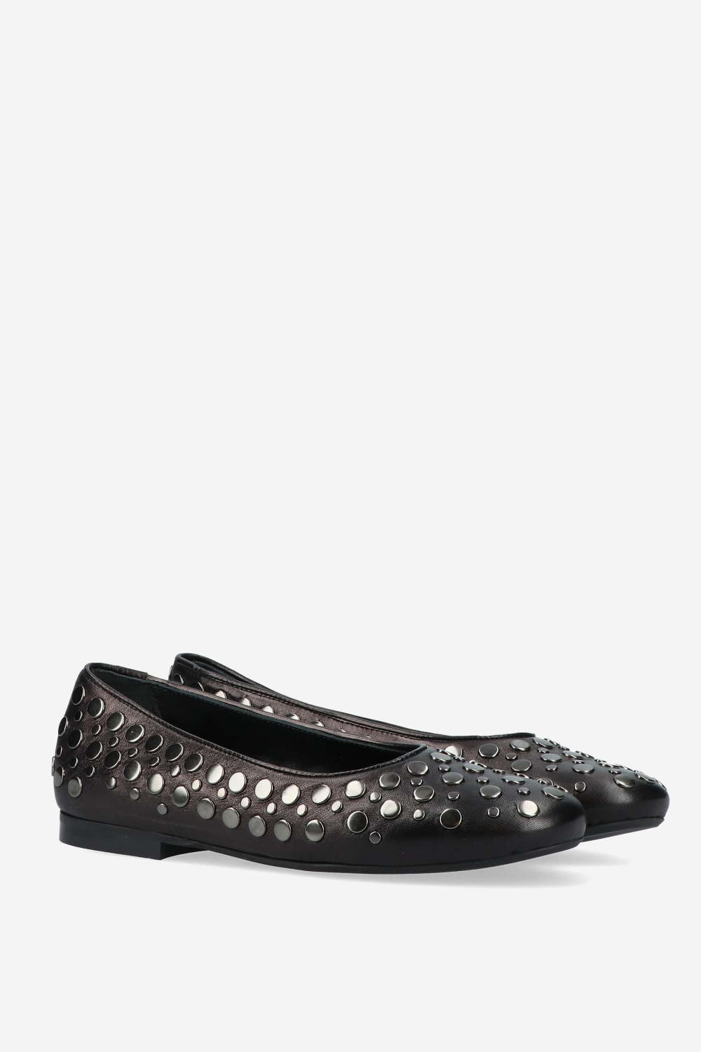 3 nights leather studded ballerinas