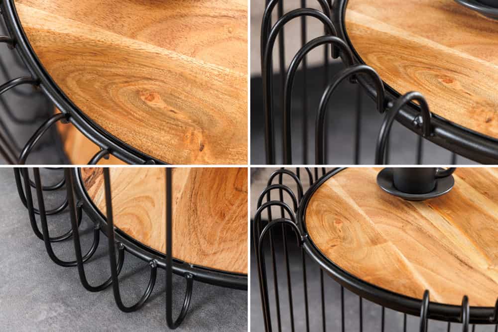 Industrial Beistelltisch TRUE ELEMENTS 50cm natur Akazie Massivholz