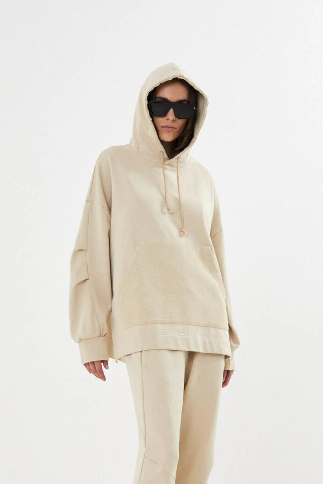 Rabens Saloner  Sevilla Loop back hoodie - Oyster
