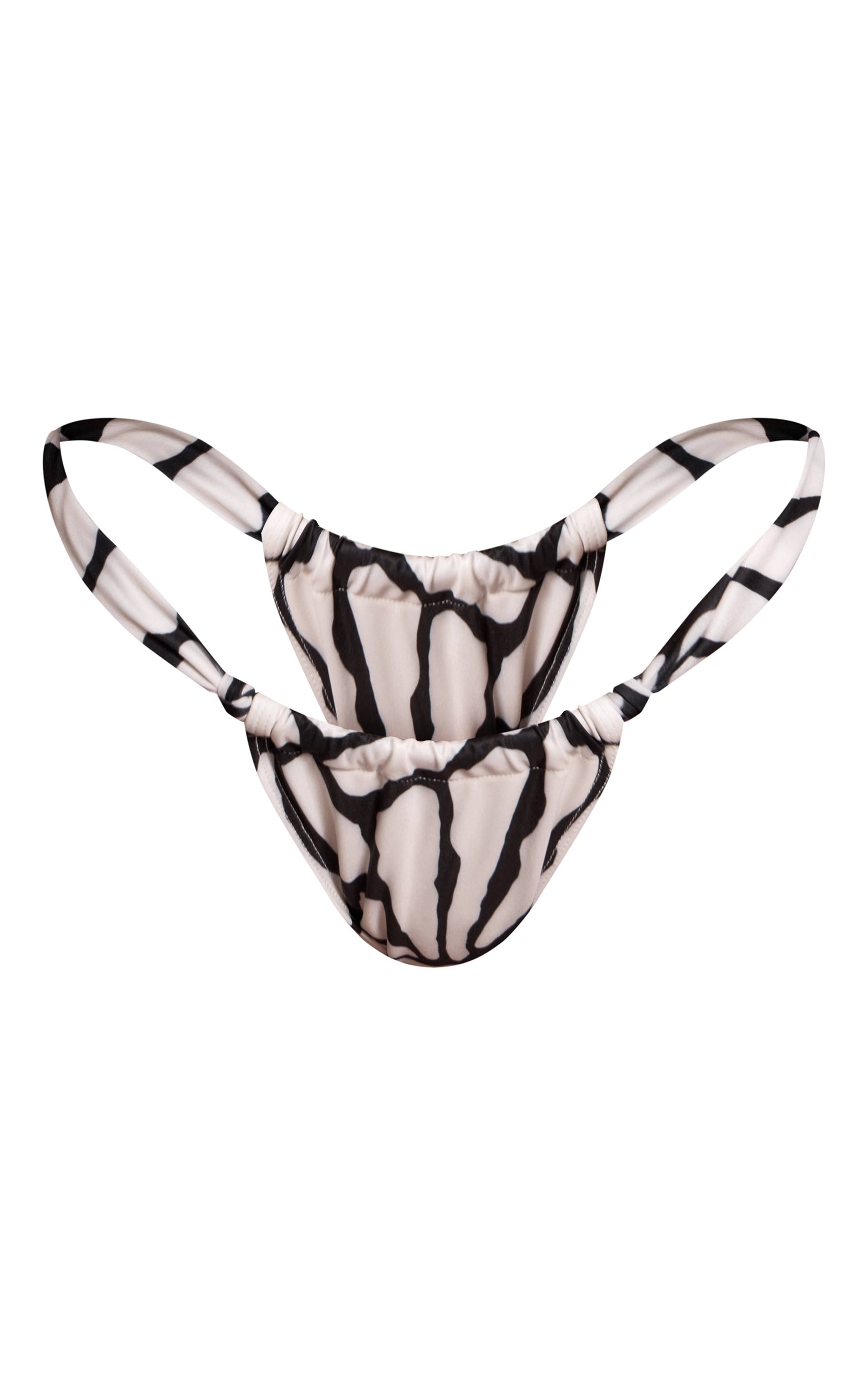Blanc Bas De Bikini Tanga Imprimé Girafe