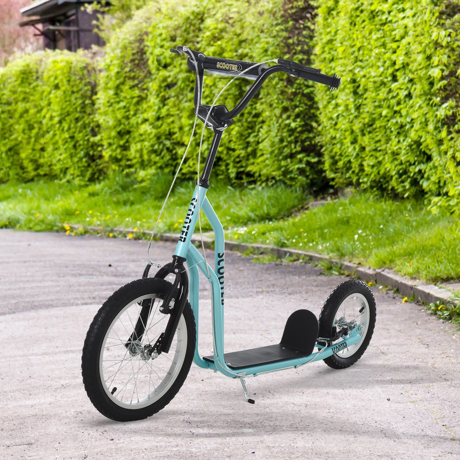 HOMCOM Kinderroller mit Handbremse blau