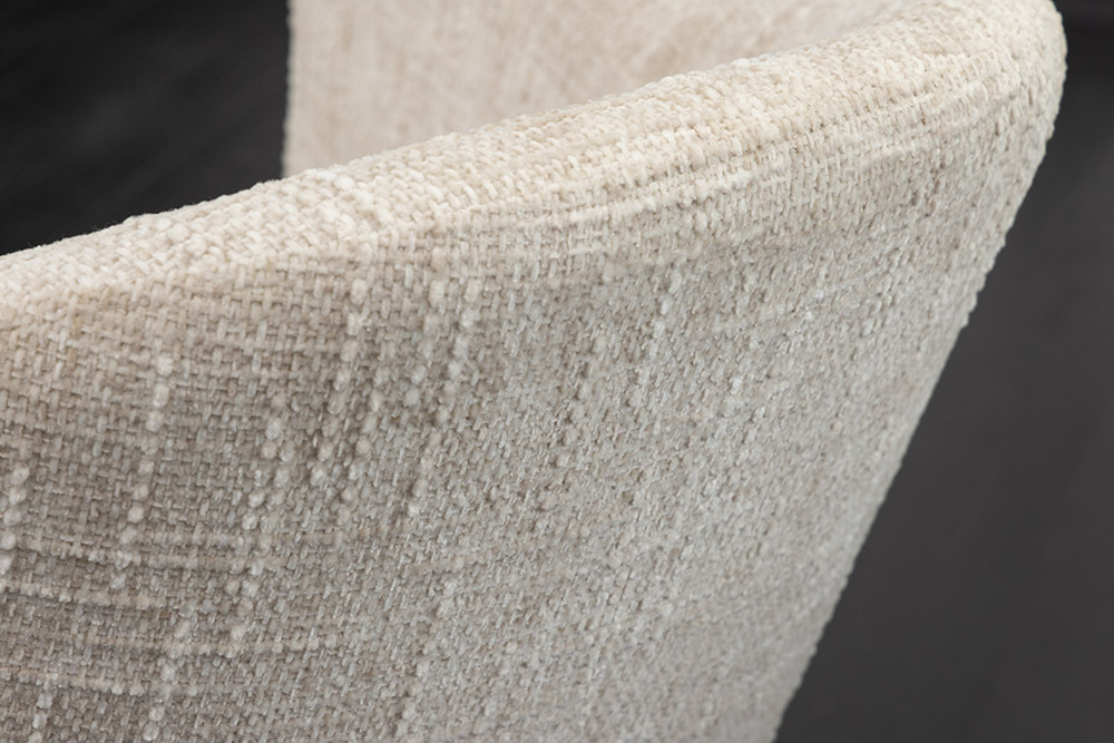 Design Stuhl NOBLESSE beige Chenille schwarzes Metallgestell