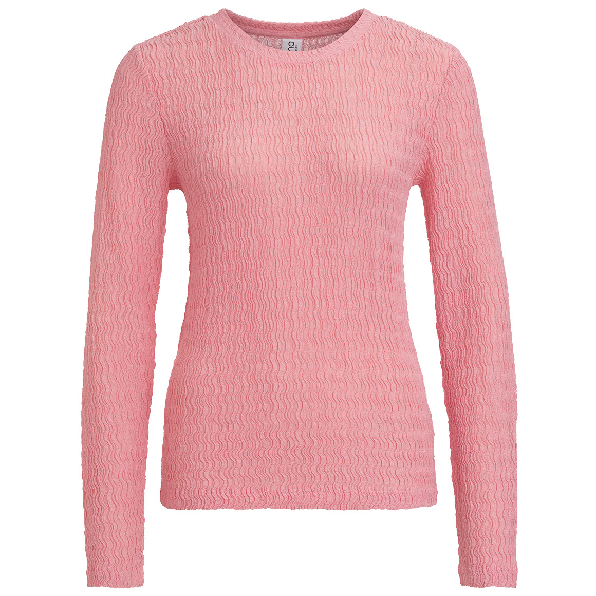 Gina Collection Damen Langarmshirt mit gekreppter Struktur rosa